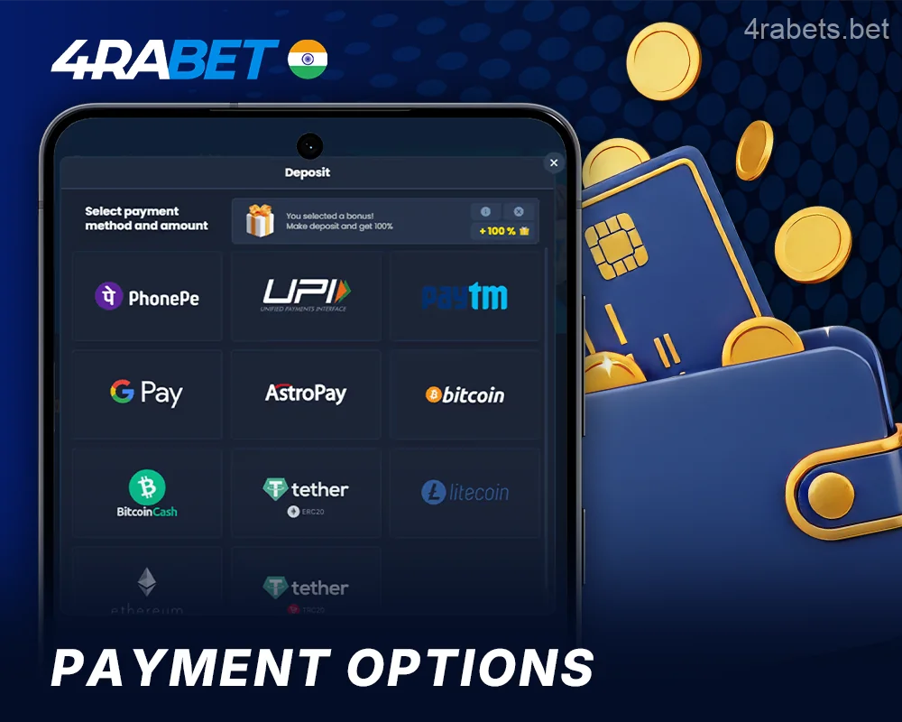 Payments to 4rabet via the mobile app in India